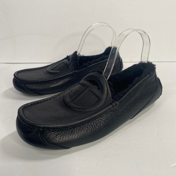 UGG x Telfar Black Leather Shearling‎ Lined Moccasin Slippers Shoes - Picture 3 of 7